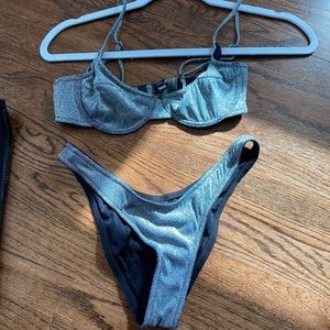 triangl lina sparkle grey silver glitter bikini